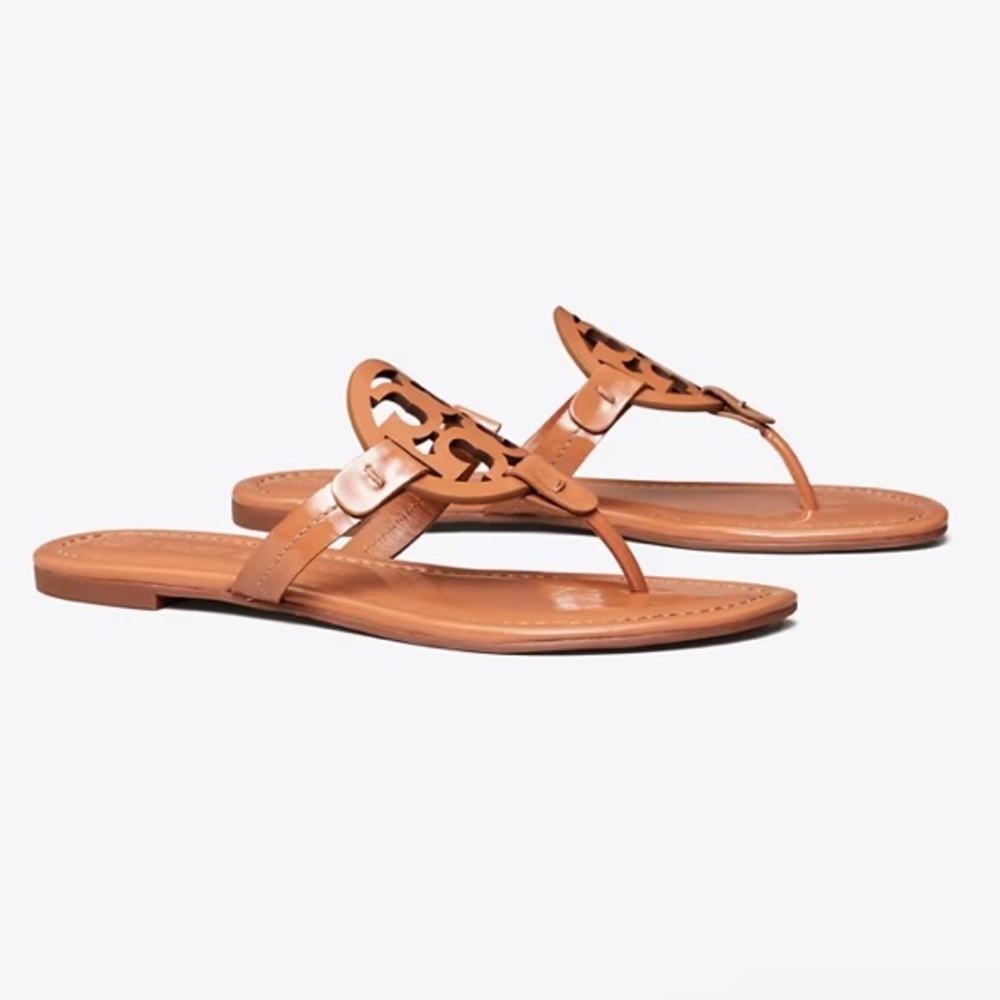 Tory Burch Miller Patent Leather Sandals in Tan - Size 8.5
